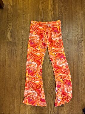 Orange & Pink Swirl Flare Leggings – Pull-On Comfort